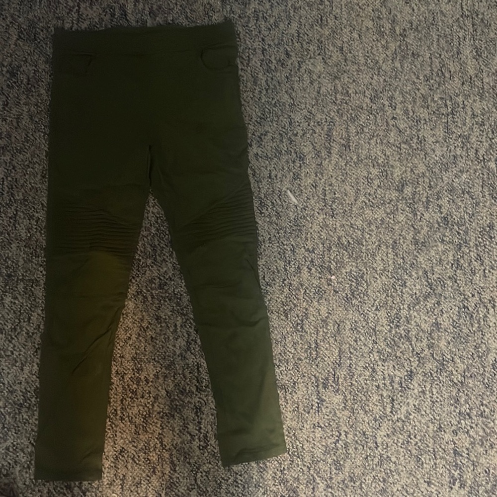 “LARA” Army Green Elastic Waist Jeans Size Large